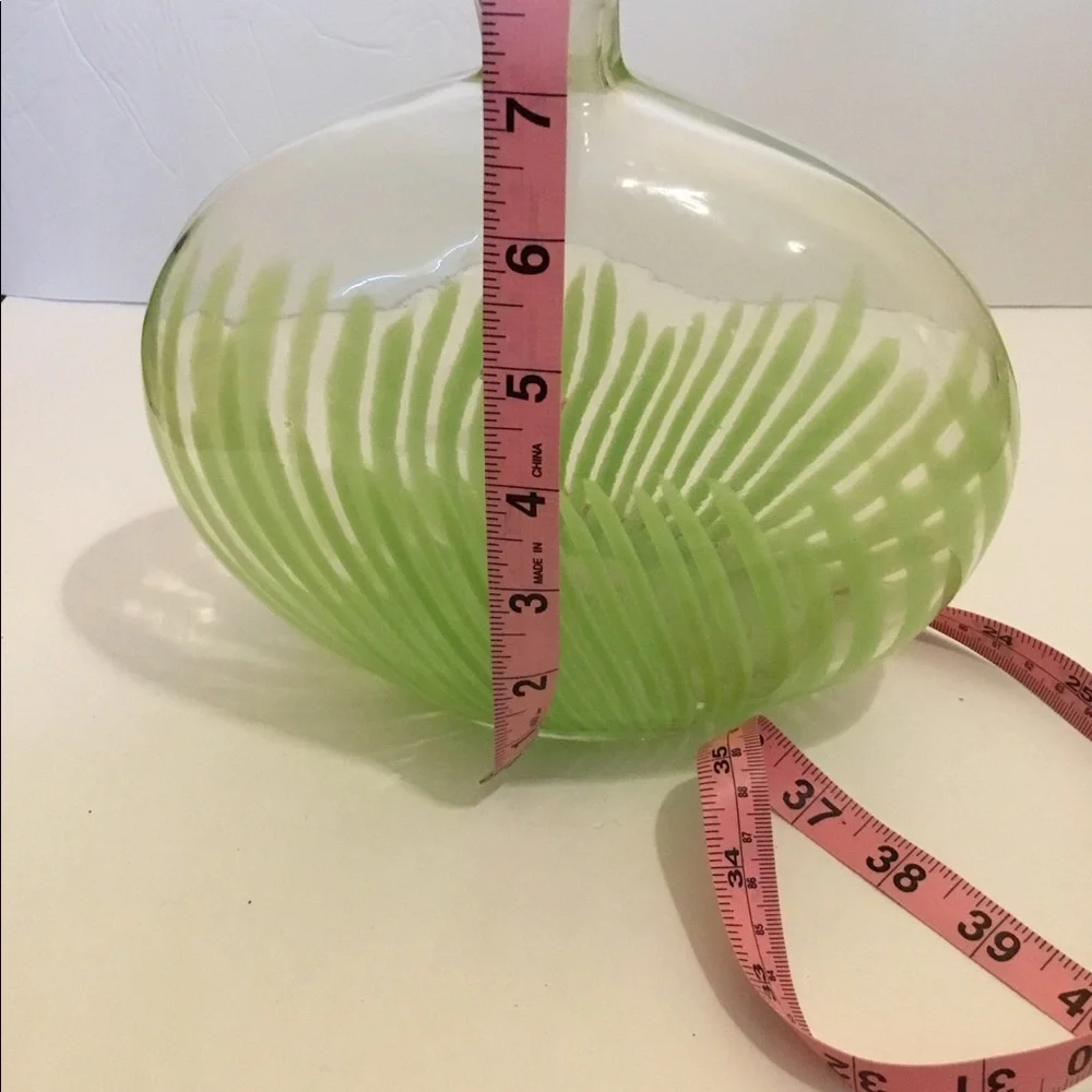 Clear vase with green grass stripes from Pier One